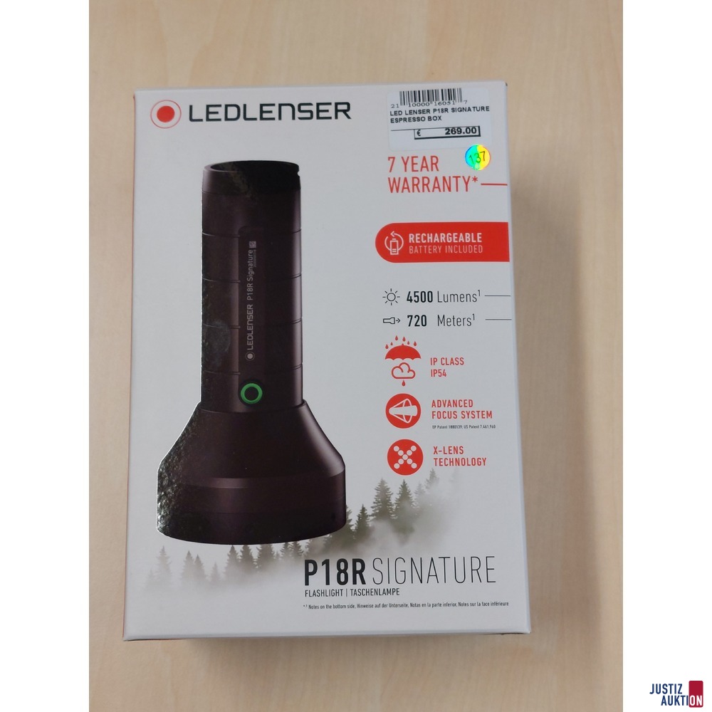 Taschenlampe der Marke LEDLENSER P18R Signature Espresse Box