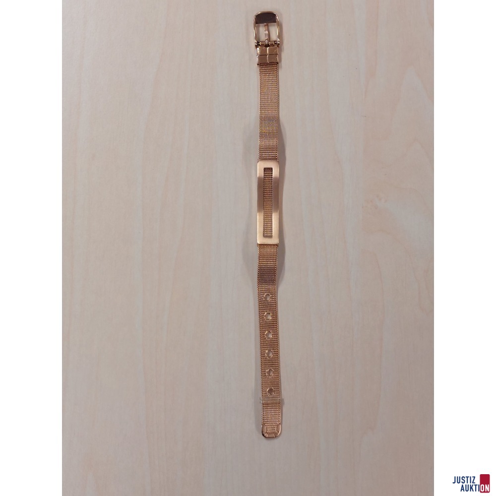 Modeschmuck Damenschildarmband rosegold Farben Schild mit Strasssteinbesatz mit Dornschließverschluß Länge 21,5 cm