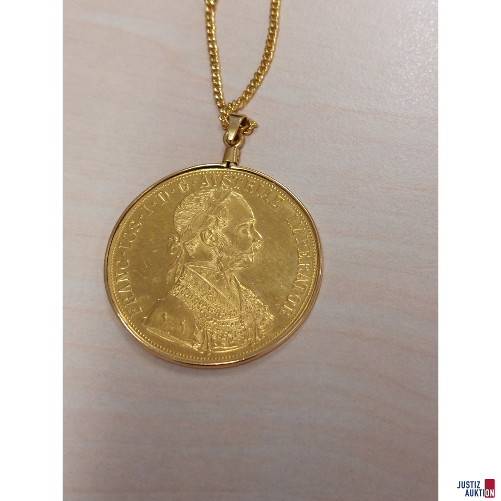 Goldkette mit Münzanhänger 900‰ Gold