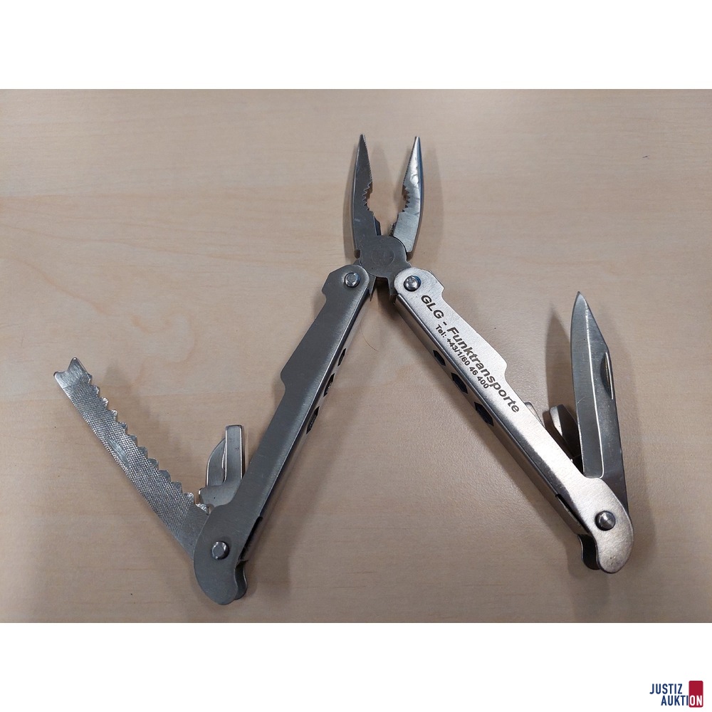 Leatherman mit der Aufschrift GLG - Funktransporte