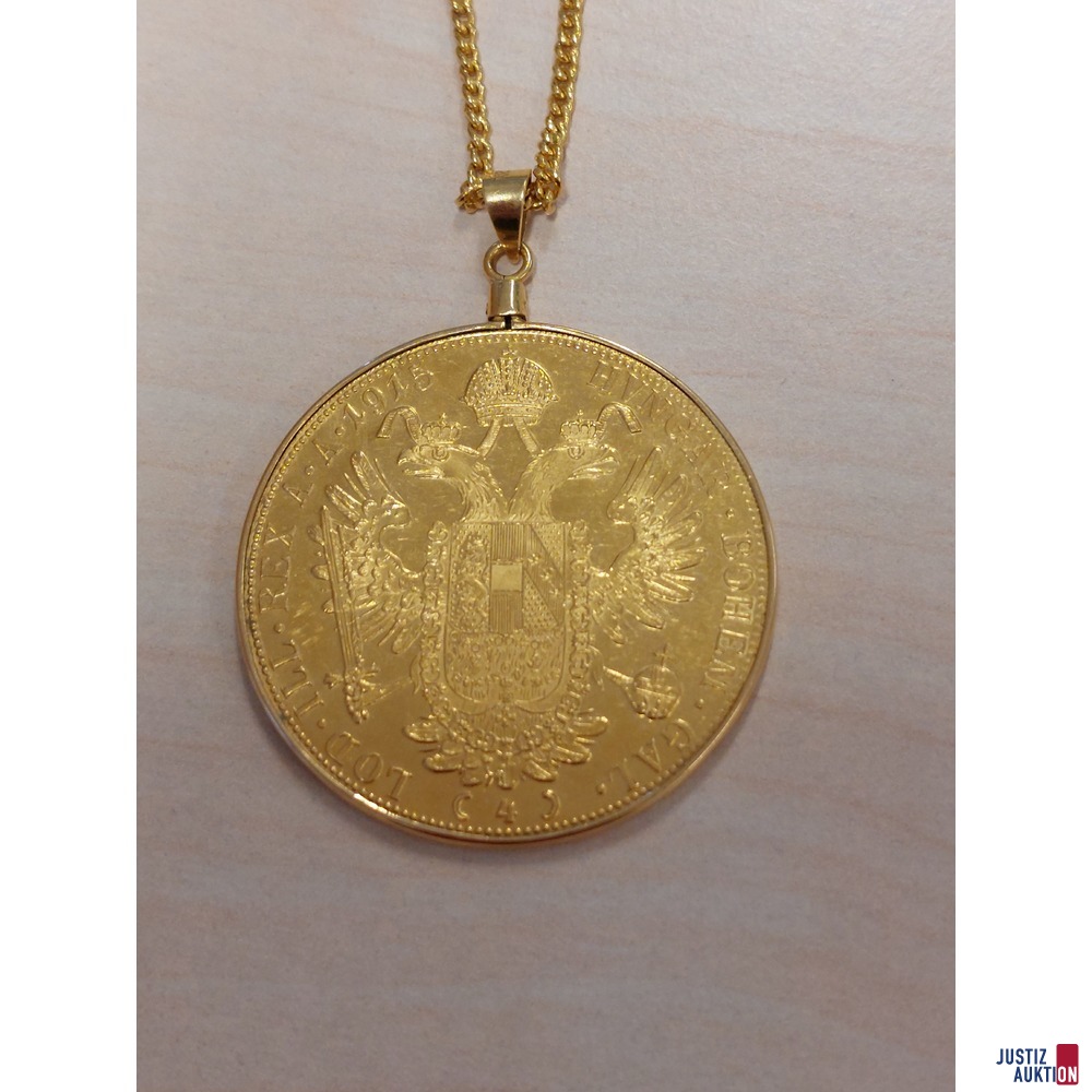 Goldkette mit Münzanhänger 900‰ Gold