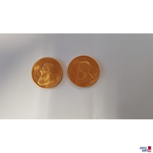 2 Stück Goldmünzen Krügerrand je 1 Oz.