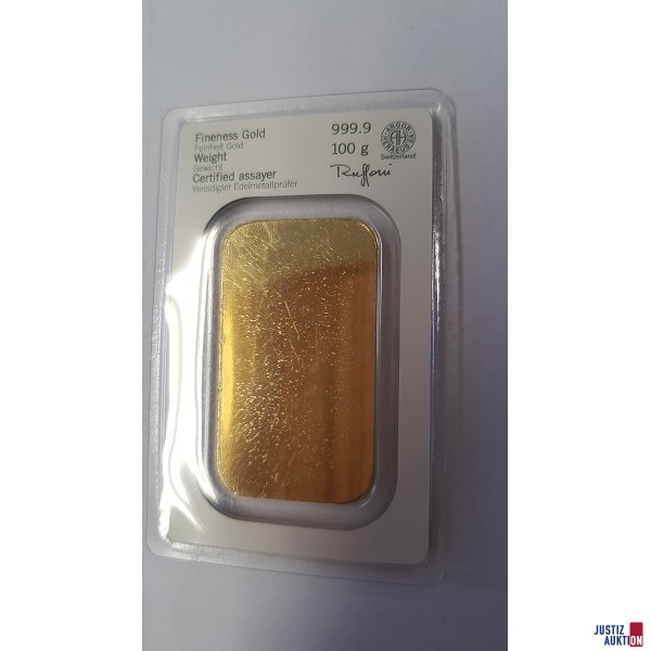 1 Goldbarren zu 100 g Heraeus 433618