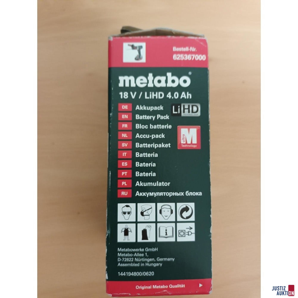 Metabo Akku 18V LiHD 4.0 Ah