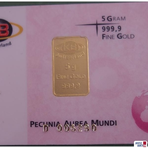 3 Stück Goldbarren 5 Gramm - 999,9 Fine Gold