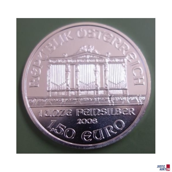 2 Rollen je 25 Stück, Silbermünzen Wiener Philharmoniker NW 1,50 Euro