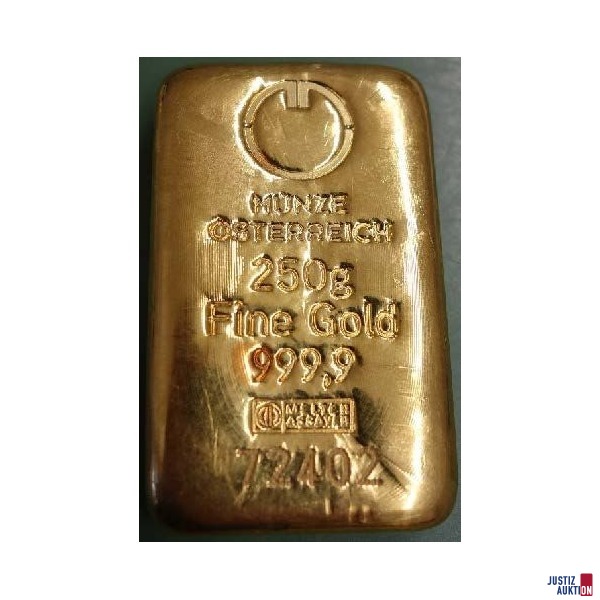 7 Stück Goldbarren 250 Gramm - 999,9ct Gold